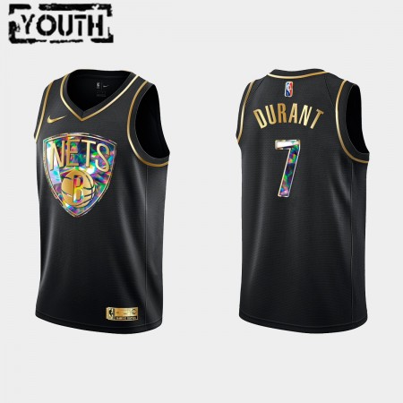 Kinder NBA Brooklyn Nets Trikot Kevin Durant 7 Nike 2021-2022 Schwarz Golden Edition 75th Anniversary Diamond Swingman
